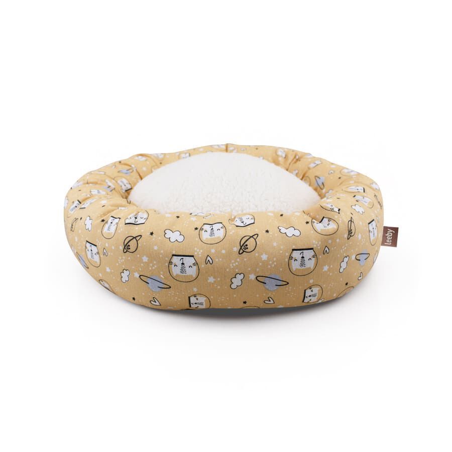 Leeby Cama Donut Antiderrapante com Estampado de Banda Desenhada Amarela para gatos, , large Imagem n&uacute;mero 1
