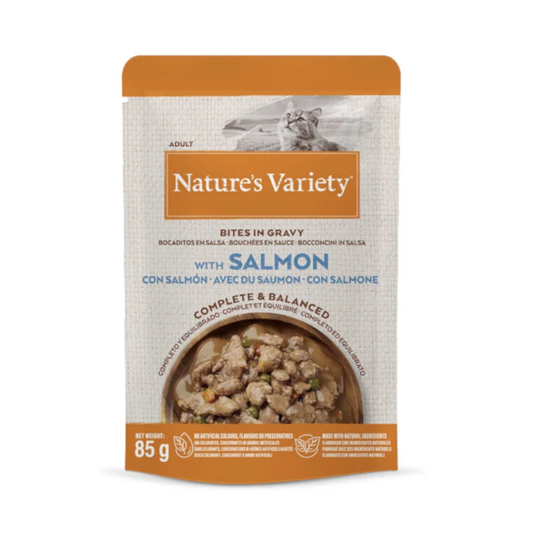 85 g Nature's Variety Adult Salmão em molho saquetas para gatos,  Imagem número 1 85 g Nature's Variety Adult Salmão em molho saquetas para gatos, , large Imagem número 1