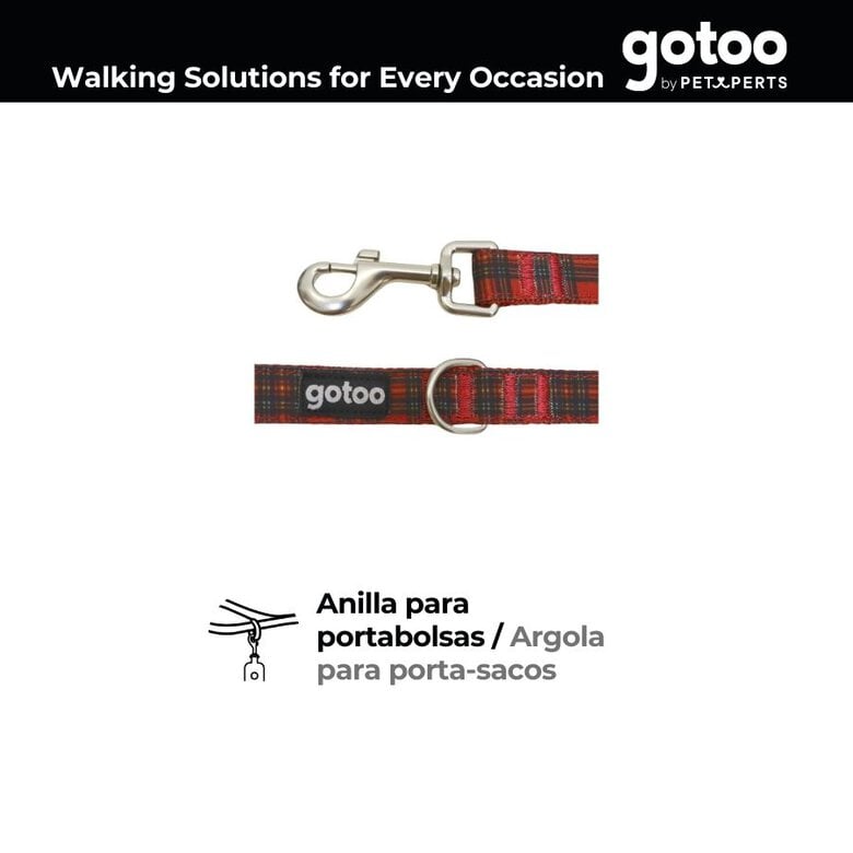 Gotoo Trela estampada tartã vermelho para cães,  Imagem número 3 Gotoo Trela estampada tartã vermelho para cães, , large Imagem número 3