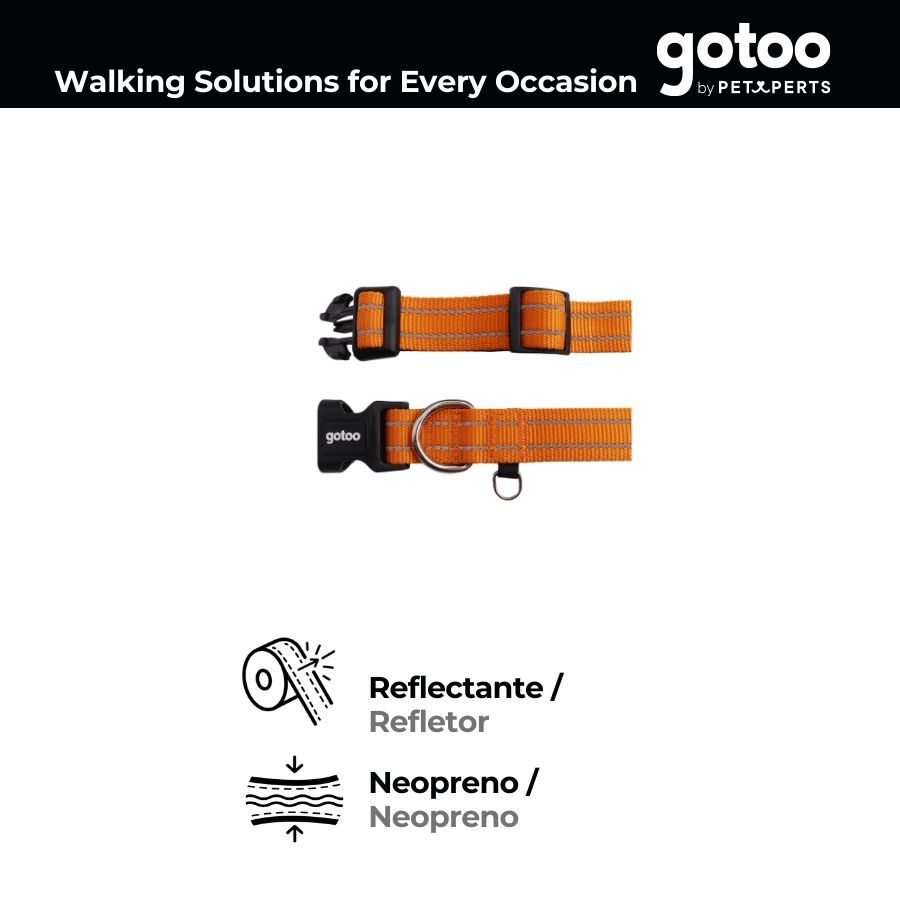 Gotoo Coleira refletora de nylon laranja para c&atilde;es, , large Imagem n&uacute;mero 6
