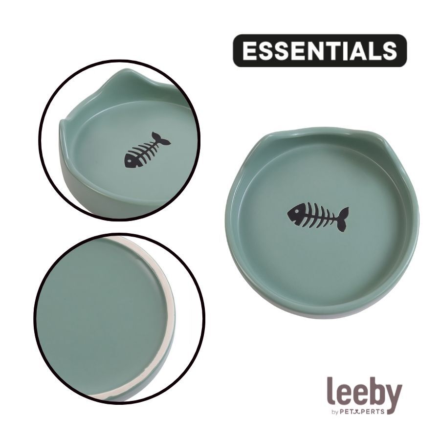 Leeby Comedouro de Cer&acirc;mica Azul com Orelhinhas para gatos, , large Imagem n&uacute;mero 3