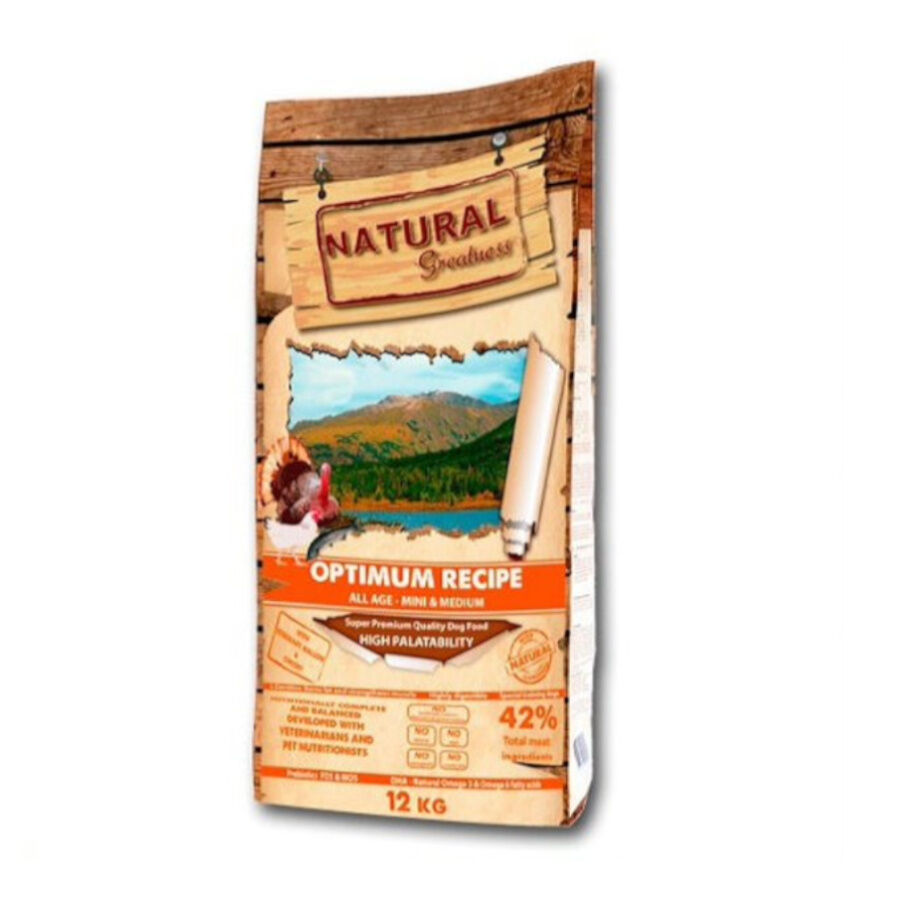 2 kg Natural Greatness Optimum Mini & Medium Ra&ccedil;&atilde;o para c&atilde;es, , large Imagem n&uacute;mero 1