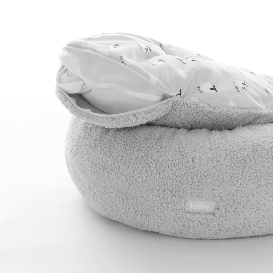 Leeby Cama de pelo cinzenta com ovelhas com cobertura amov&iacute;vel para cachorros, , large Imagem n&uacute;mero 9