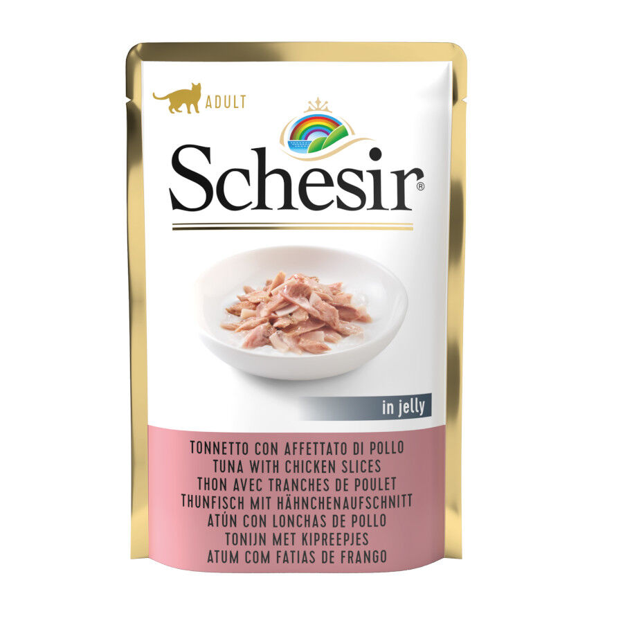 85 g Schesir Adult Atum com Presunto de frango saqueta para gatos, , large Imagem n&uacute;mero 1