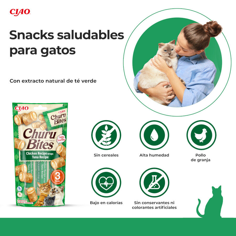 3 saquetas x 10 g Churu Snacks Bites de Atum para gatos, , large Imagem n&uacute;mero 2