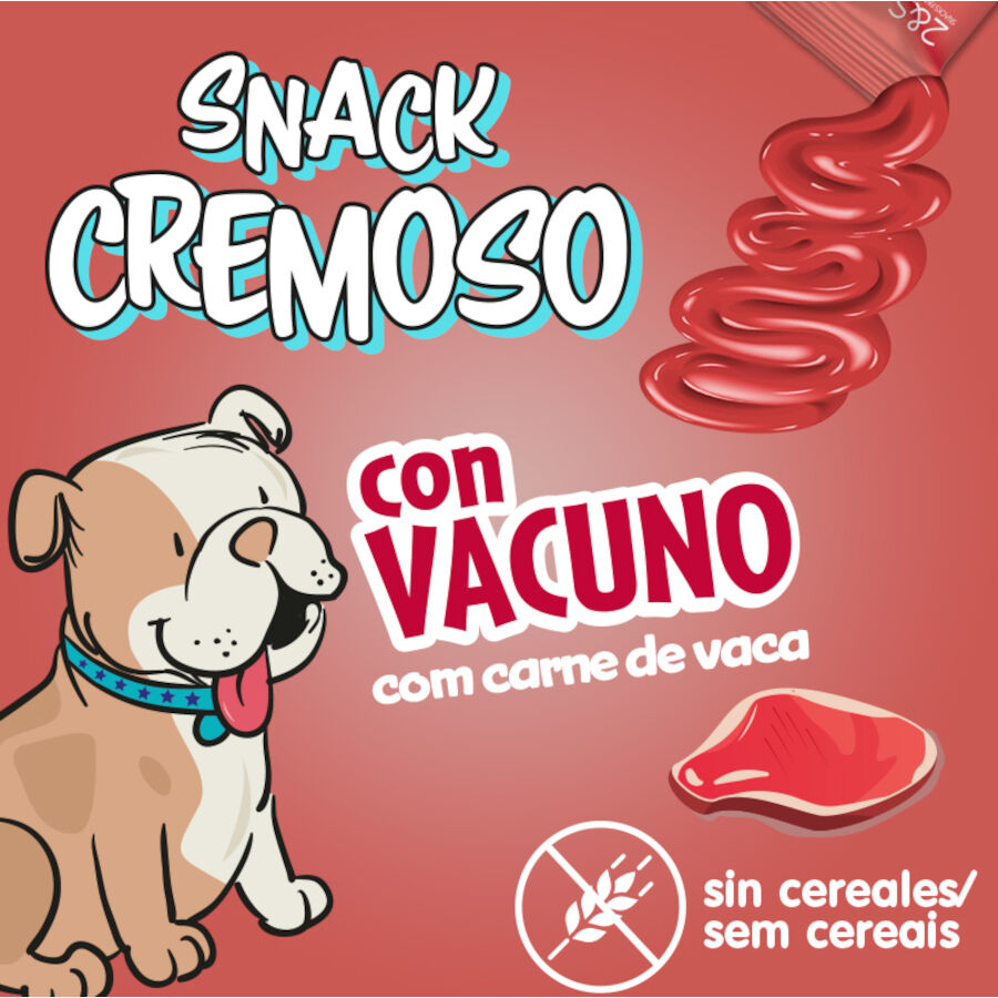 4 saquetas x 15 g 2&Snacks Snacks cremosos de carne bovina para c&atilde;es, , large Imagem n&uacute;mero 3