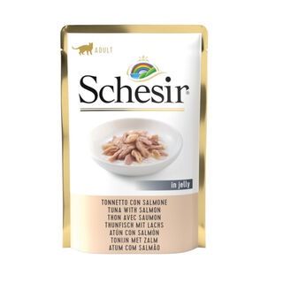 Schesir Adult Atum com Salmão saqueta para gatos.