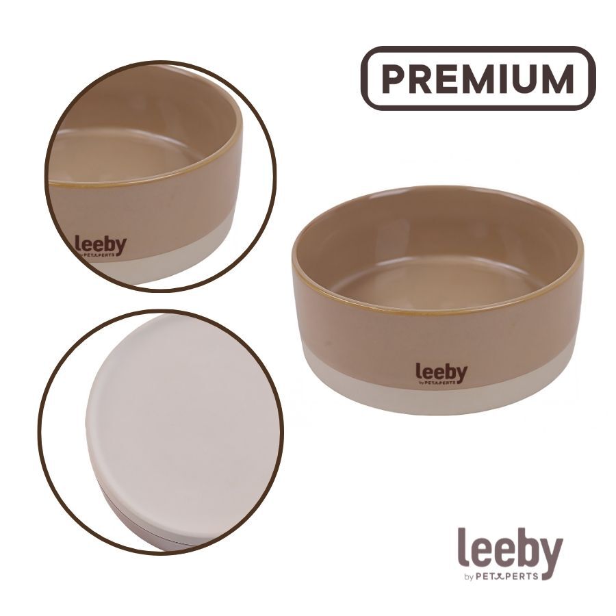 Leeby Comedouro de Cer&acirc;mica Castanho e Branco para c&atilde;es, , large Imagem n&uacute;mero 3