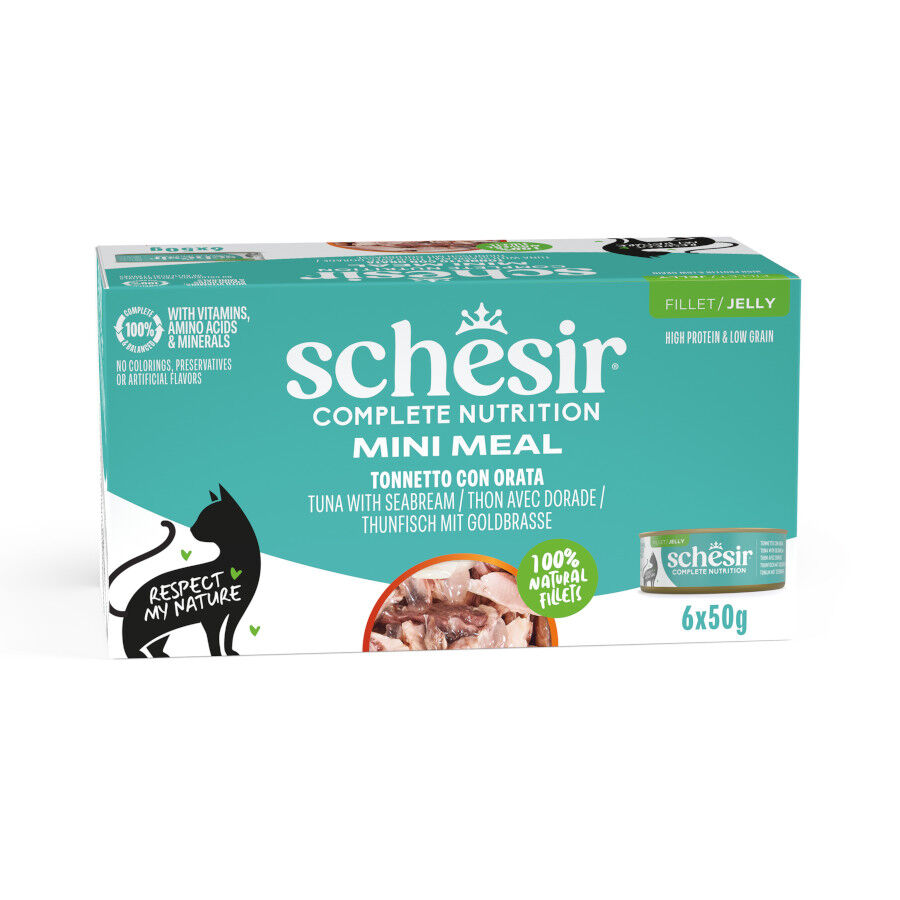 Schesir Mini Meal Comida h&uacute;mida de atum com dourada Multipack para gatos, , large Imagem n&uacute;mero 1