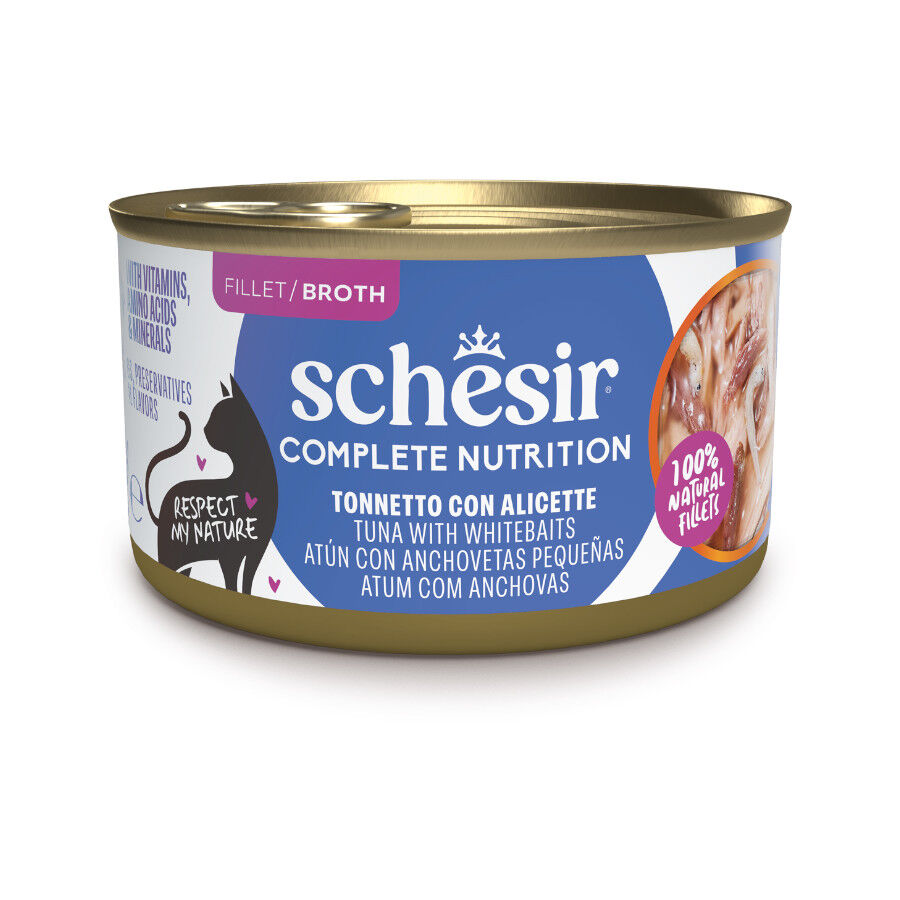Schesir Comida h&uacute;mida de atum com anchovas em lata para gatos, , large Imagem n&uacute;mero 1