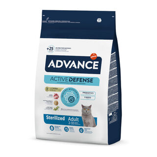 Advance Active Defense Adult Sterilized Peru e Cevada ração para gatos