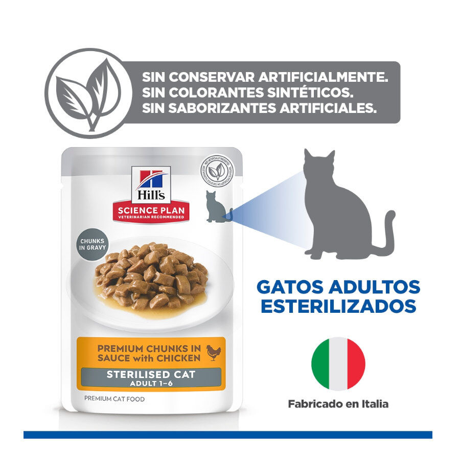 85 g Hill's Young Adult Science Plan Sterilized Frango saqueta para gatos, , large Imagem n&uacute;mero 5