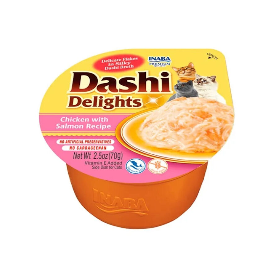 24 terrinas x 70 g Dashi Delights Cremoso Frango e Salm&atilde;o Lanche para gatos Pack poupan&ccedil;a!, , large Imagem n&uacute;mero 1