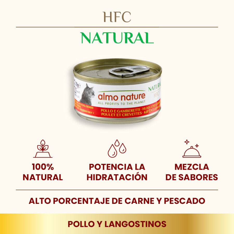 70 g Almo Nature HFC frango e camar&atilde;o lata para gatos , , large Imagem n&uacute;mero 2