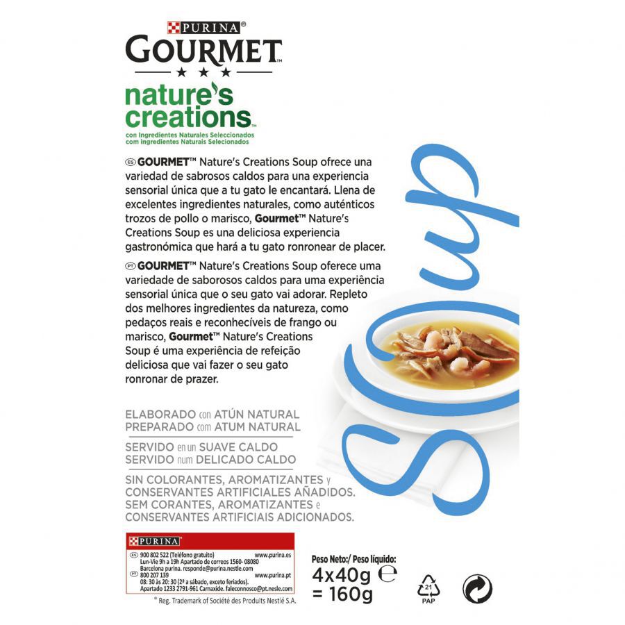 4 saquetas x 40 g Gourmet Crystal Sopa de Atum saqueta para gatos, , large Imagem n&uacute;mero 4