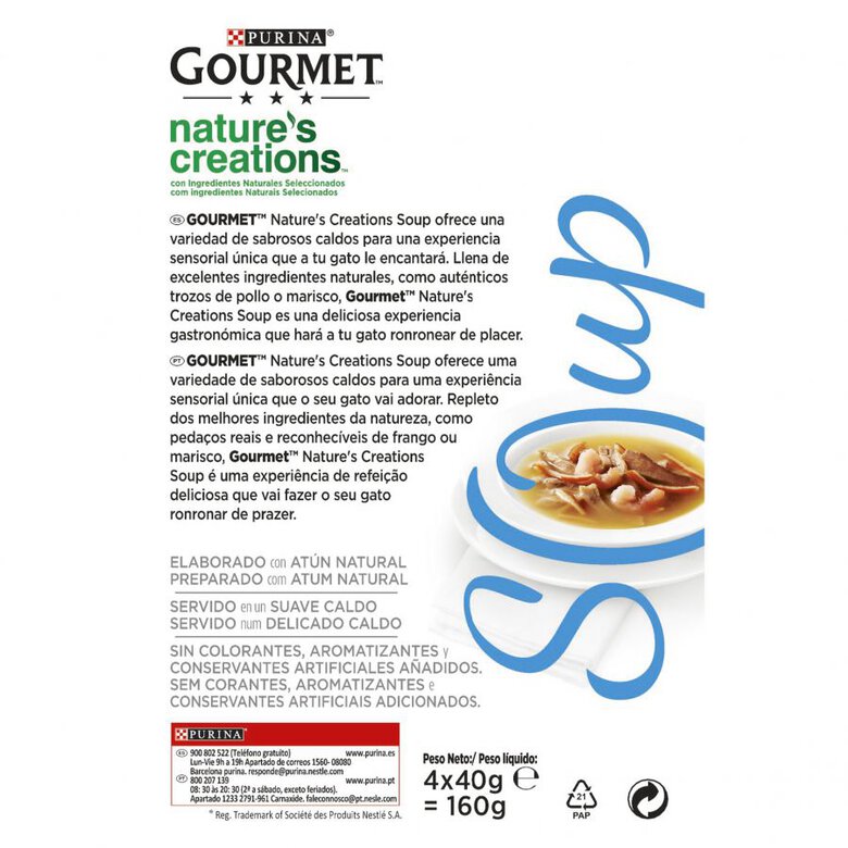 4 saquetas x 40 g Gourmet Crystal Sopa de Atum saqueta para gatos,  Imagem número 4 4 saquetas x 40 g Gourmet Crystal Sopa de Atum saqueta para gatos, , large Imagem número 4