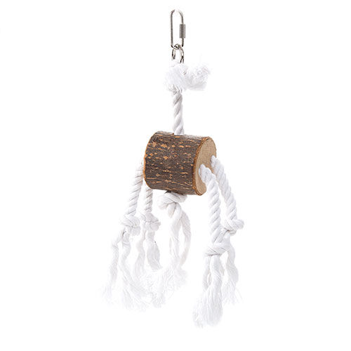 Flamingo juguete de madera y cuerda para loros Imagem n&uacute;mero 1