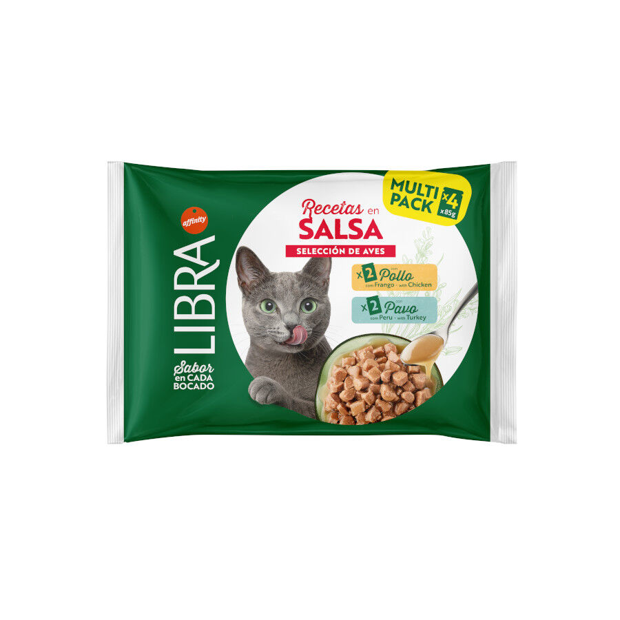 4 paquetas x 85 g Libra Comida h&uacute;mida de frango e peru em saquetas para gatos, , large Imagem n&uacute;mero 1