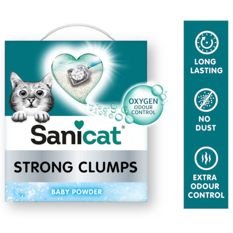 2 x 6 L Sanicat Strong Clumps Areia Pack poupan&ccedil;a!, , large Imagem n&uacute;mero 2