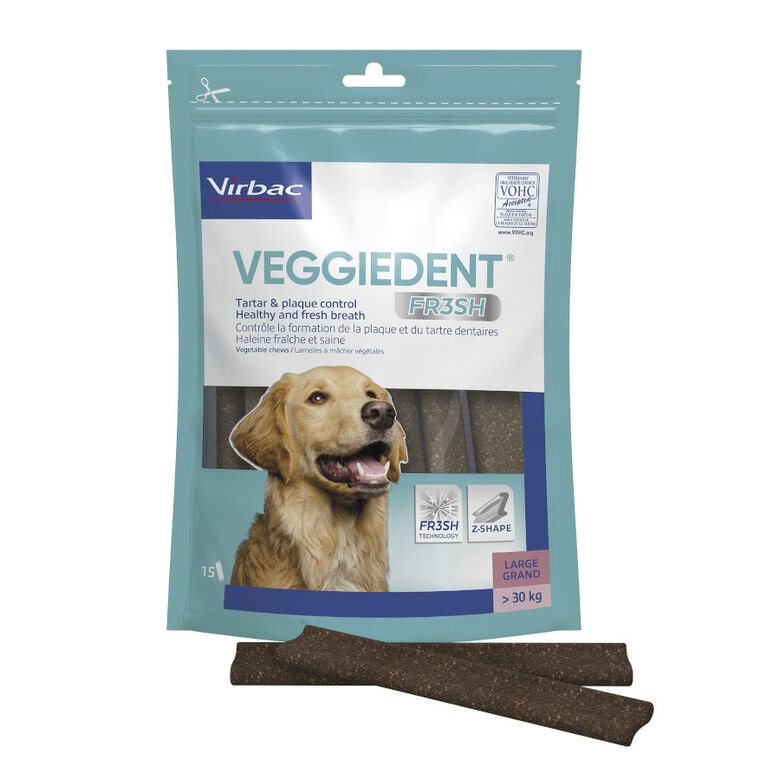 15 sticks Virbac Snacks Dentários Veggiedent Fresh para cães de raça grande,  Imagem número 2 15 sticks Virbac Snacks Dentários Veggiedent Fresh para cães de raça grande, , large Imagem número 2