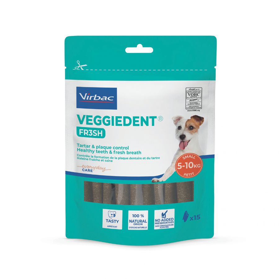 15 sticks Virbac Snacks Dent&aacute;rios Veggiedent Fresh para c&atilde;es de ra&ccedil;a pequena, , large Imagem n&uacute;mero 2