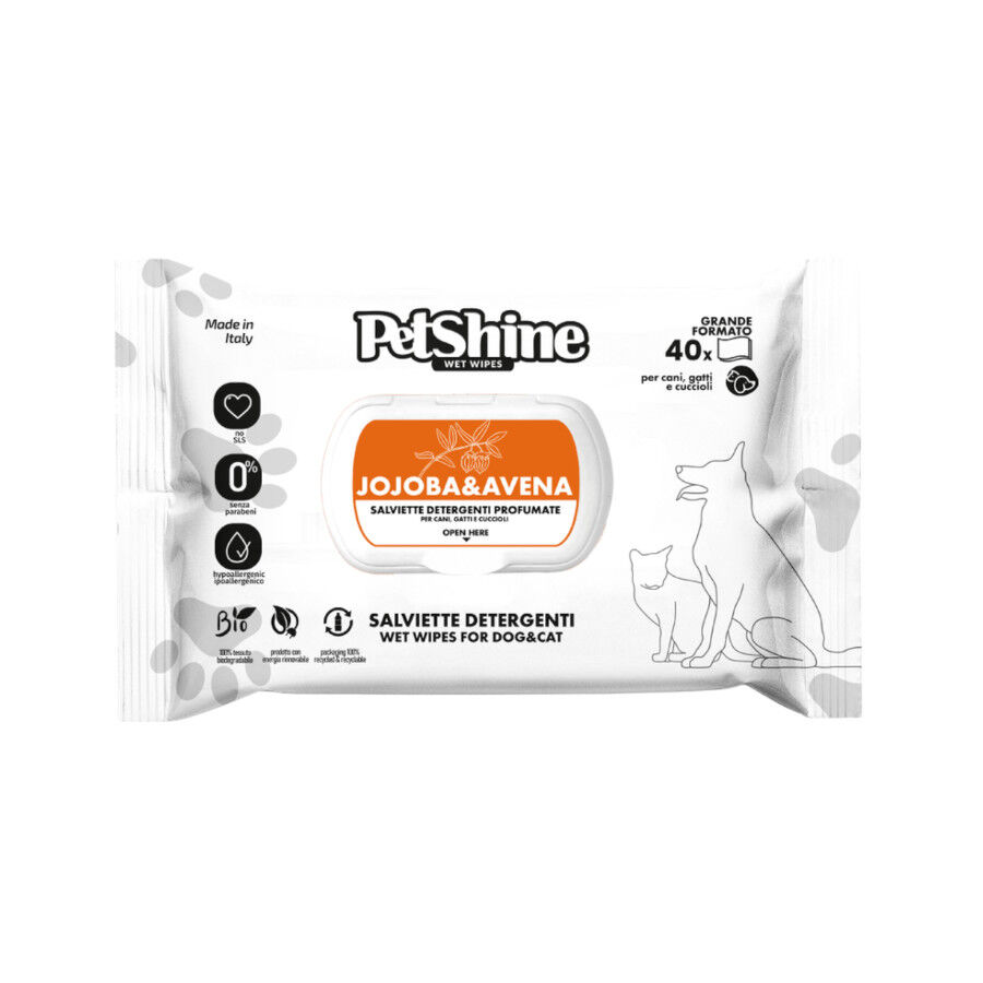 Petshine Toalhitas h&uacute;midas de Aveia e Jojoba para c&atilde;es e gatos, , large Imagem n&uacute;mero 1
