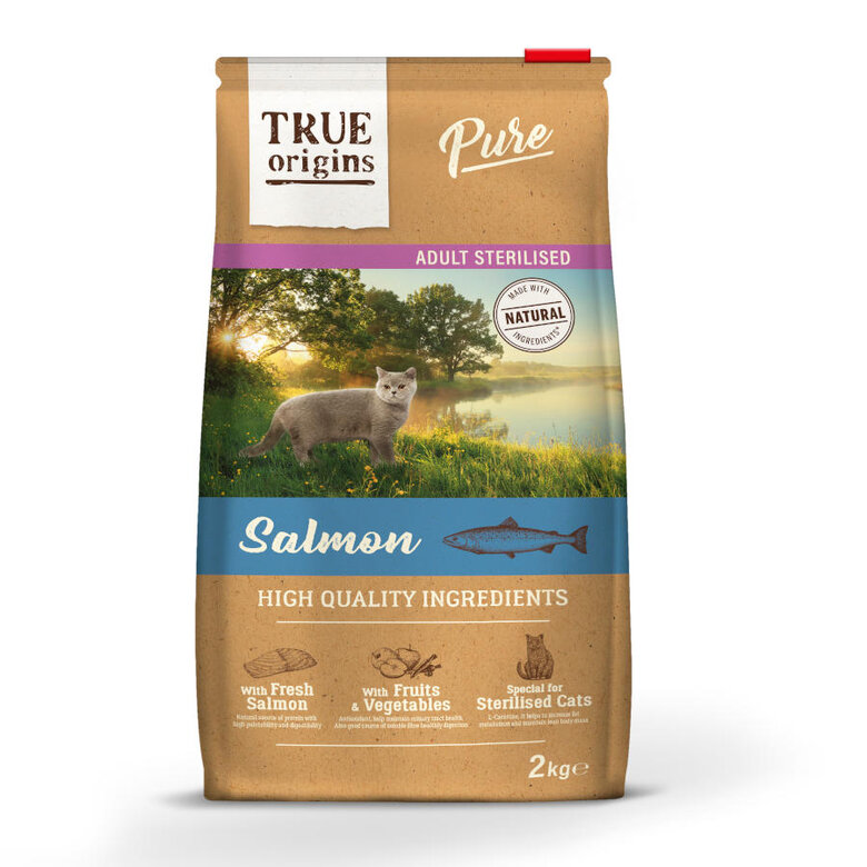 True Origins Adult Pure Sterilised Salmão ração para gatos, , large image number null