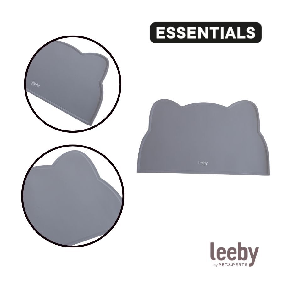 Leeby Tapete Antiderrapante para Comedouro em Forma de Gato Cinzento para c&atilde;es e gatos, , large Imagem n&uacute;mero 3