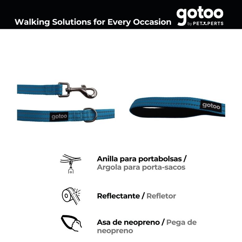 Gotoo Trela de nylon refletora azul para cães,  Imagem número 4 Gotoo Trela de nylon refletora azul para cães, , large Imagem número 4