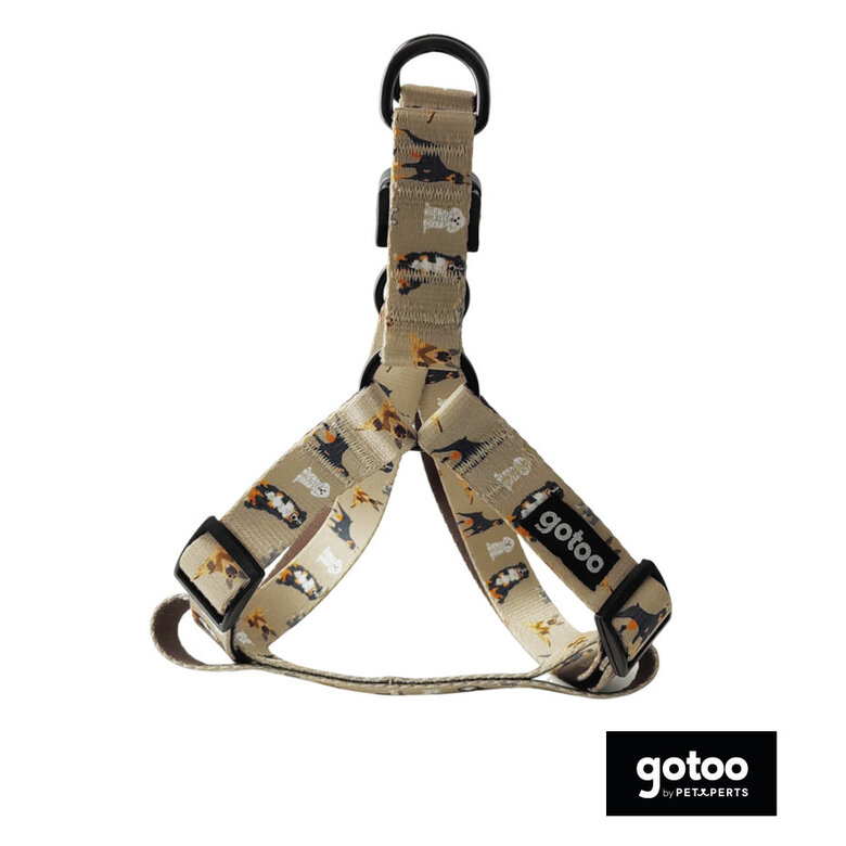 Gotoo Arnês ajustável estampado castanho para cães,  Imagem número 2 Gotoo Arnês ajustável estampado castanho para cães, , large Imagem número 2