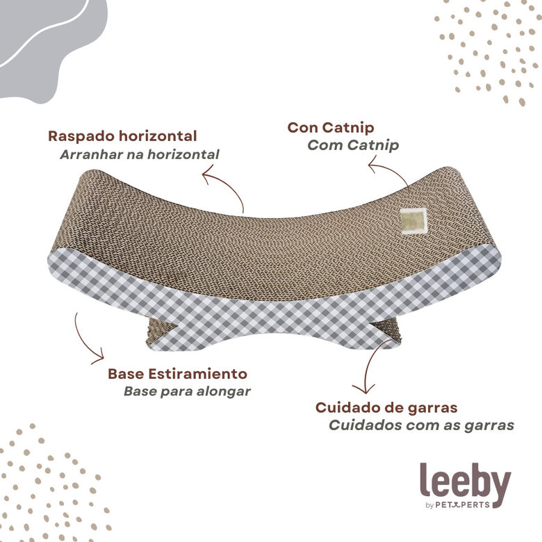 Leeby Remy Rocker arranhador de cartão horizontal com padrão vichy para gatos,  Imagem número 4 Leeby Remy Rocker arranhador de cartão horizontal com padrão vichy para gatos, , large Imagem número 4