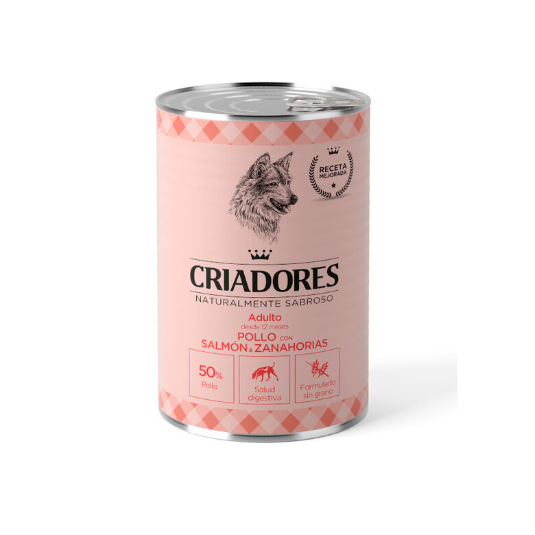 400 g Criadores Adulto Frango e Salmão comida húmida para cães,  Imagem número 1 400 g Criadores Adulto Frango e Salmão comida húmida para cães, , large Imagem número 1