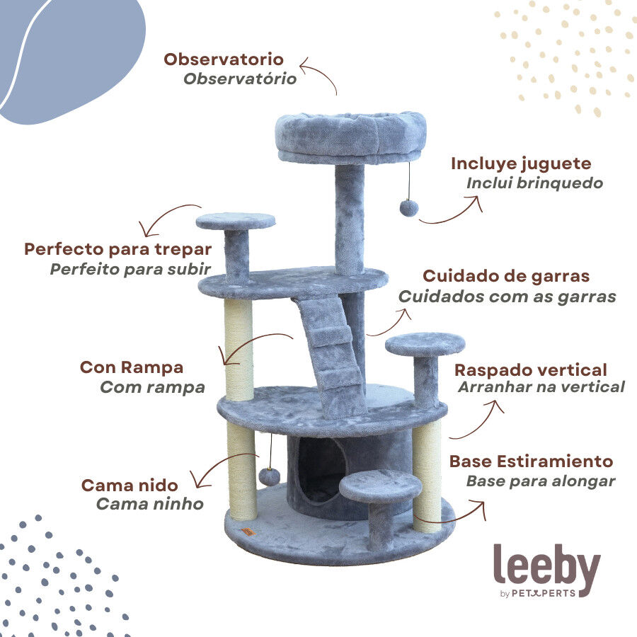 Leeby Esperanza torre arranhadora multiplataforma com cama nido e brinquedo para gatos, , large Imagem n&uacute;mero 3