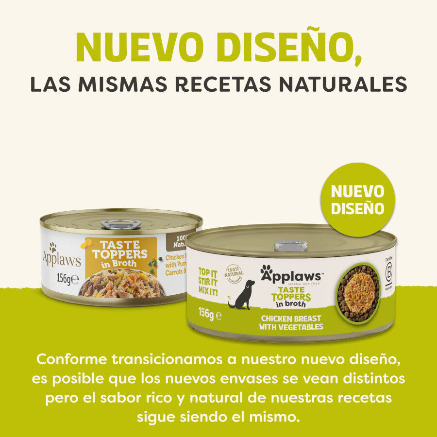 156 g Applaws Taste Toppers Frango com Legumes em Molho lata para c&atilde;es, , large Imagem n&uacute;mero 3