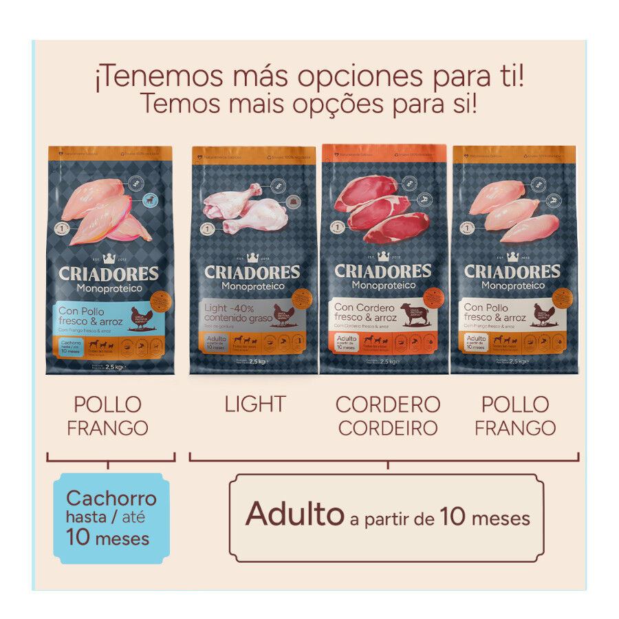 2 x 10 kg Criadores Monoproteico Light -40% conte&uacute;do gordo Adulto com Frango Ra&ccedil;&atilde;o para C&atilde;es, , large Imagem n&uacute;mero 12
