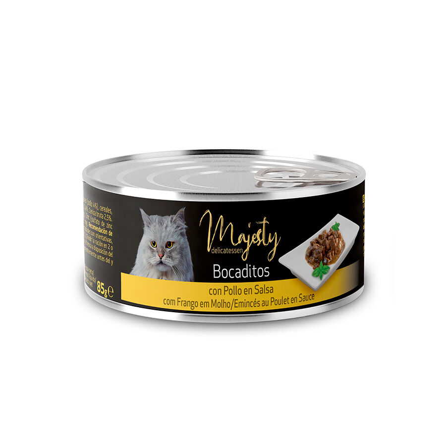 85 g Majesty Adult Comida h&uacute;mida de frango em lata para gatos, , large Imagem n&uacute;mero 1