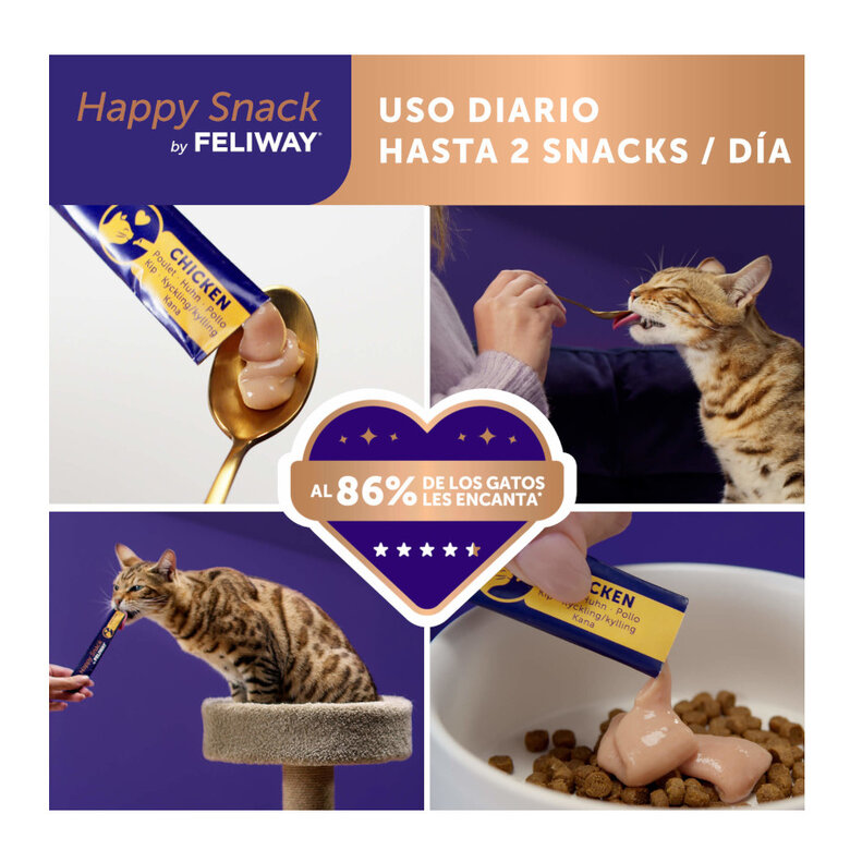 6 saquetas x 10 g Feliway Saquetas Happy Snack Calmante de Frango para gatos,  Imagem número 5 6 saquetas x 10 g Feliway Saquetas Happy Snack Calmante de Frango para gatos, , large Imagem número 5