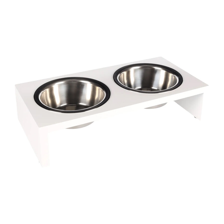 Flamingo soporte blanco comedero doble mascotas Imagem n&uacute;mero 1