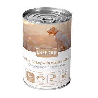Breed Up bife e peru com maçã e cenoura para cães seniores
