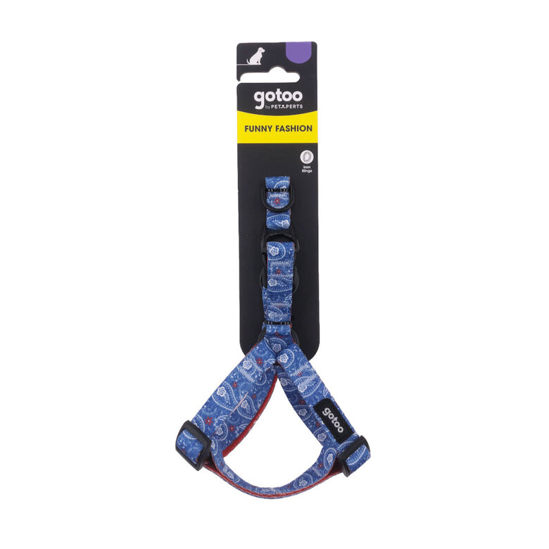 Gotoo Peitoral azul estampado caxemira para cães,  Imagem número 6 Gotoo Peitoral azul estampado caxemira para cães, , large Imagem número 6