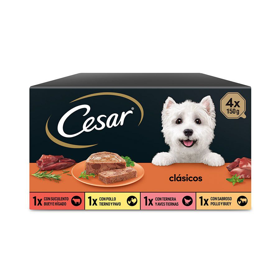 4 terrinas x 150 g Cesar Sele&ccedil;&atilde;o Cl&aacute;ssicos Terrina em Pat&ecirc; para C&atilde;es - Multipack, , large Imagem n&uacute;mero 1
