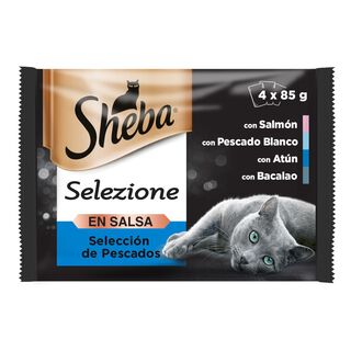 Sheba Selezione Pescados Salsa en Bolsita para Gatos - Multipack 