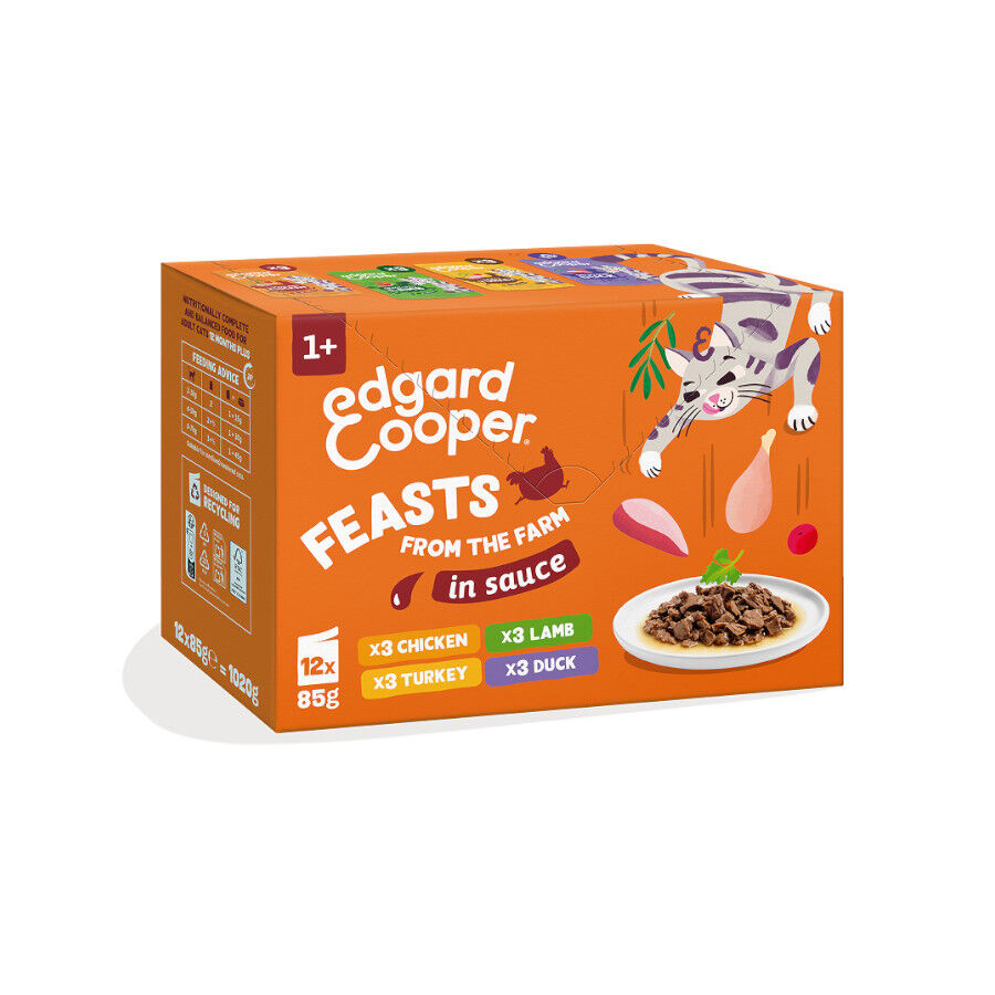 12 x 85 g Edgard & Cooper Feasts from the farm em molho em saqueta para gatos, , large Imagem n&uacute;mero 1