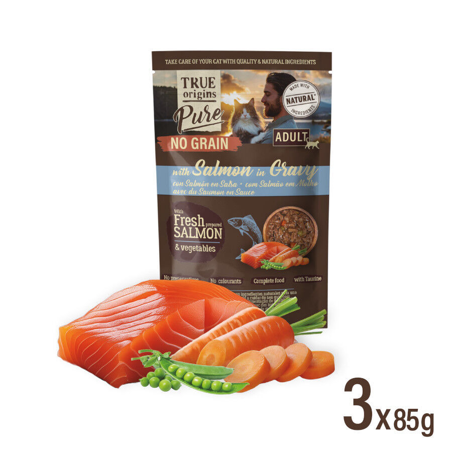 12 saquetas x 85 g True Origins Pure Comida h&uacute;mida de carne e peixe em saqueta para gatos &ndash; Multipack, , large Imagem n&uacute;mero 3