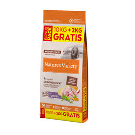 12 kg (10+2 kg gr&aacute;tis!) Nature's Variety Adult Medium Maxi No Grain Ra&ccedil;&atilde;o de Peru para c&atilde;es