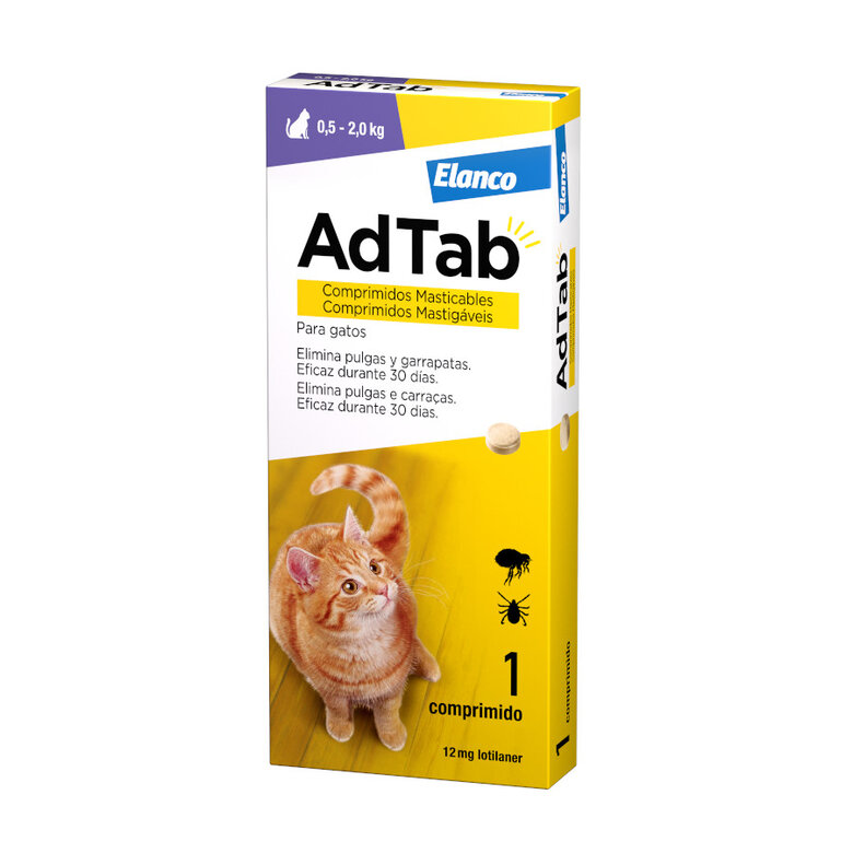 AdTab Comprimidos mastigáveis antiparasitários para gatos,  Imagem número 1 AdTab Comprimidos mastigáveis antiparasitários para gatos, , large Imagem número 1