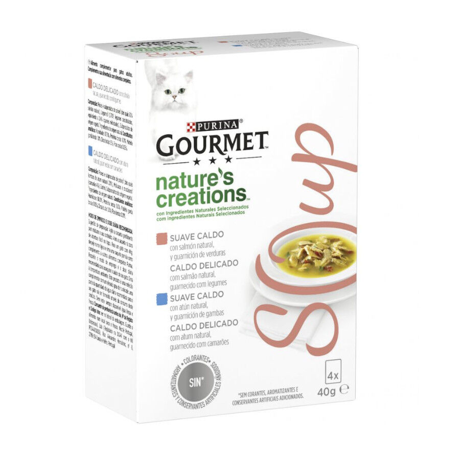 4 saquetas x 40 g Gourmet Crystal Sopa de Salm&atilde;o saqueta para gatos, , large Imagem n&uacute;mero 1