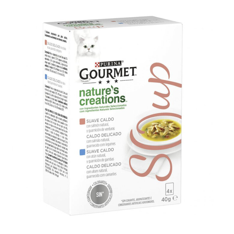 4 saquetas x 40 g Gourmet Crystal Sopa de Salmão saqueta para gatos,  Imagem número 1 4 saquetas x 40 g Gourmet Crystal Sopa de Salmão saqueta para gatos, , large Imagem número 1
