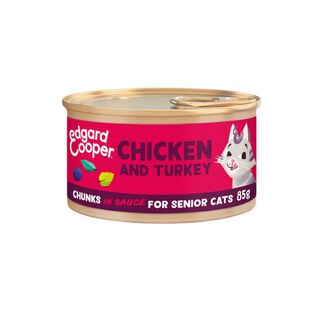 Edgard & Cooper Senior Pedaços de Frango e Peru com molho em lata para gatos