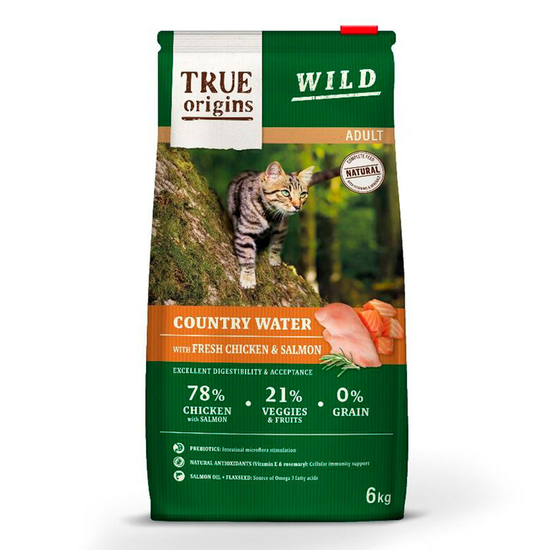 True Origins Adult Wild Country Water Frango e Salmão ração para gatos, , large image number null